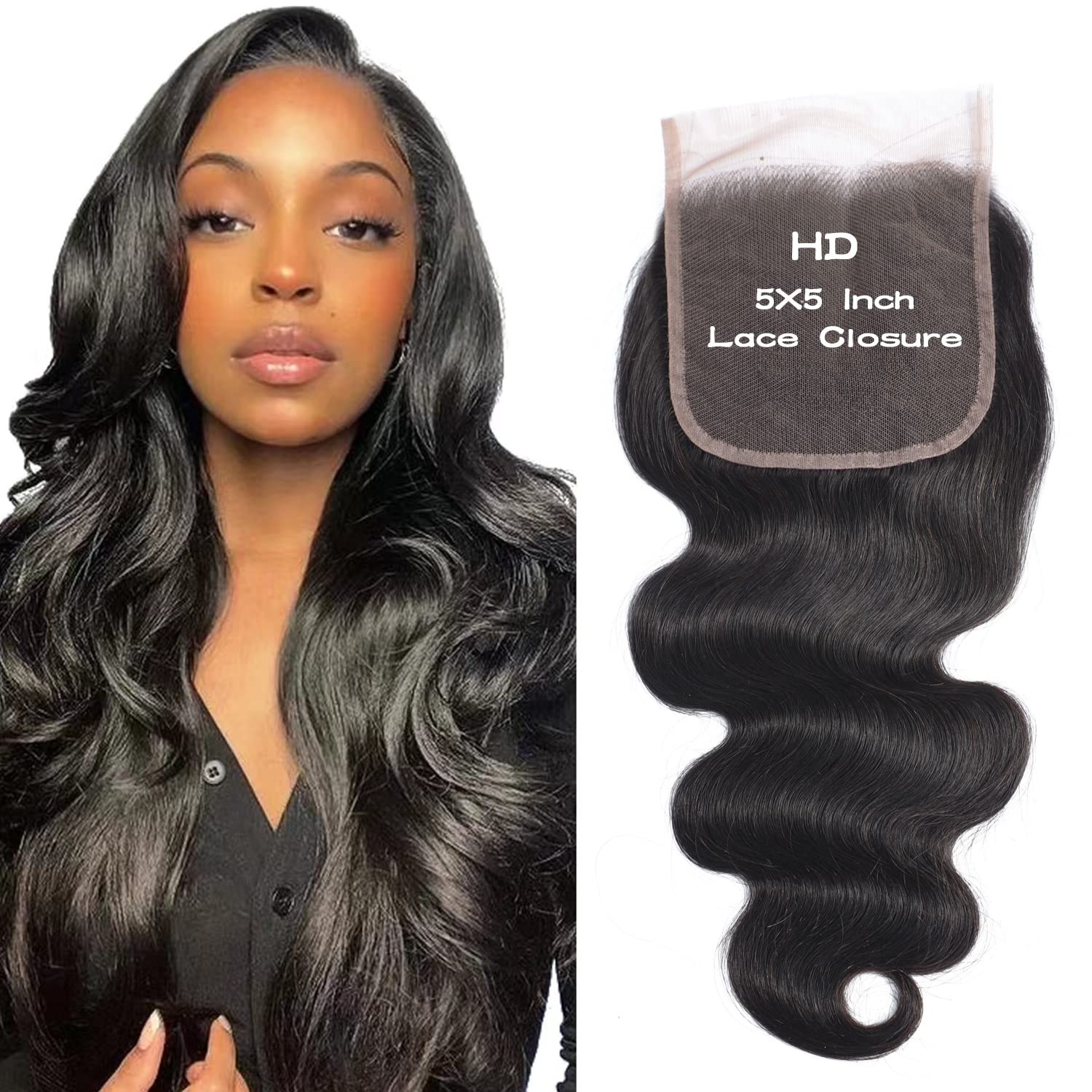 5x5 Body Wave  HD Lace Closure 100% Human Hair