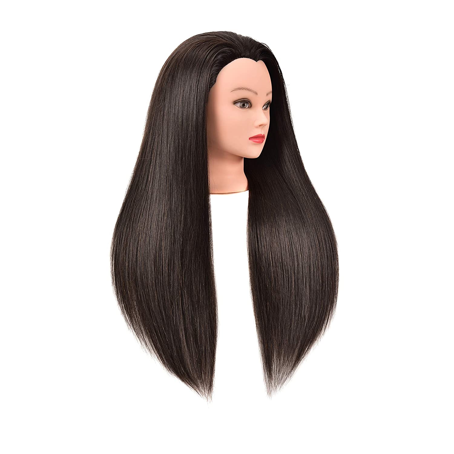 100% Human Hair Mannequin Head Styling Training Head Manikin Cosmetology Doll Head with Clamp Holder Stand 18 Inch Hair