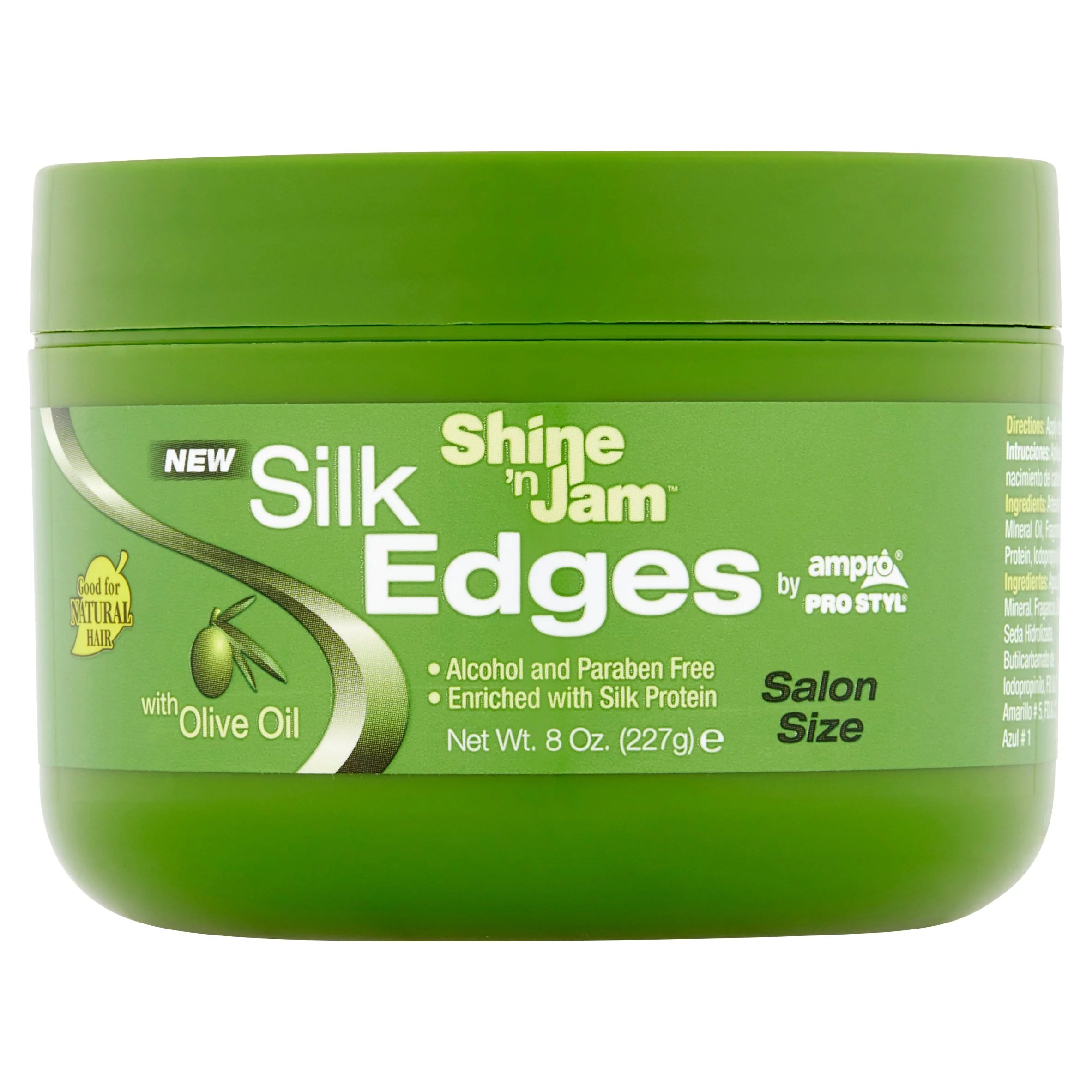 Shine 'n Jam Ampro Pro Styl Shine Enhancing Jar Hair Styling Gel with Olive Oil & Silk Protein, 8 oz